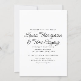 Moderne handlettering script zwart eenvoudig huwel kaart