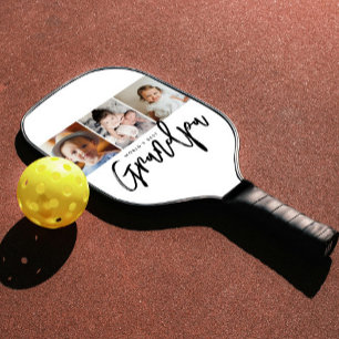 Moderne handlettering World's Best Opa foto's Pickleball Paddle