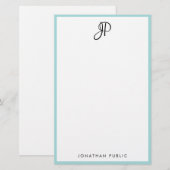 Moderne handManuscript Monogrammed Eenvoudige Sjab Briefpapier (Voorkant / Achterkant)