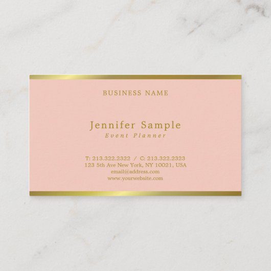 Moderne handmatige handmatige roze gouden gebeurte visitekaartje (Achterkant)