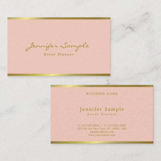 Moderne handmatige handmatige roze gouden gebeurte visitekaartje (Voorkant / Achterkant)