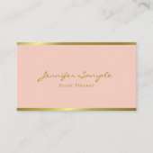 Moderne handmatige handmatige roze gouden gebeurte visitekaartje (Voorkant)