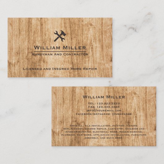 Moderne handmatige handmatige vormgeving — Carpent Visitekaartje (Voorkant / Achterkant)