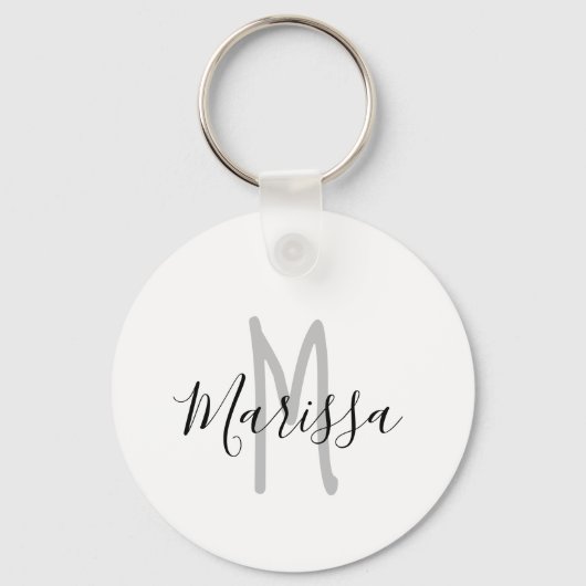Moderne handmatige naam en monogram sleutelhanger (Voorkant)