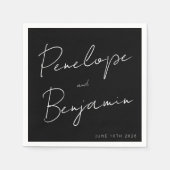 Moderne handschrift aangepaste bruiloft zwart servet (Voorkant)