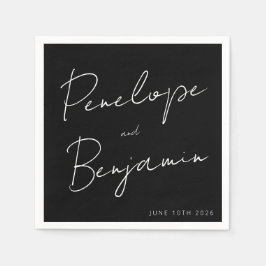 Moderne handschrift aangepaste bruiloft zwart servet