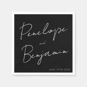 Moderne handschrift aangepaste bruiloft zwart servet