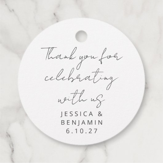 Moderne handschrift Black en White Wedding Bedankjes Labels (Achterkant)