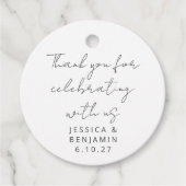 Moderne handschrift Black en White Wedding Bedankjes Labels (Voorkant)