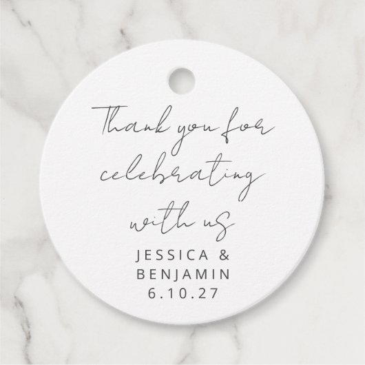 Moderne handschrift Black en White Wedding Bedankjes Labels (Voorkant)