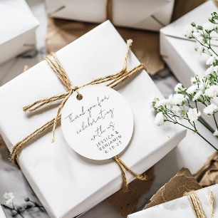 Moderne handschrift Black en White Wedding Bedankjes Labels