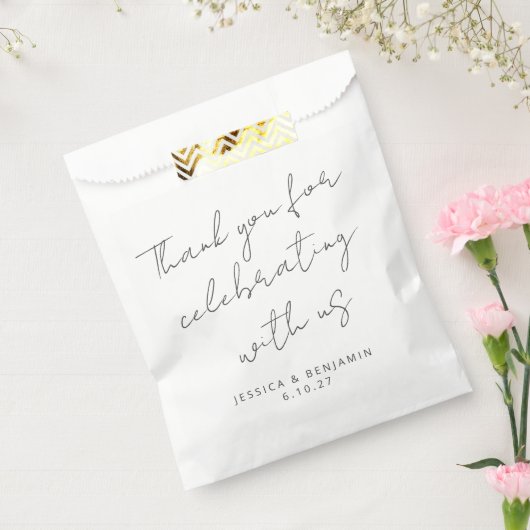 Moderne handschrift Black en White Wedding Bedankzakje (Gezegeld)