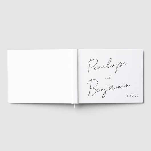 Moderne handschrift Black en White Wedding Gastenboek (Volledig)