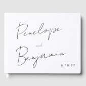 Moderne handschrift Black en White Wedding Gastenboek (Voorkant)