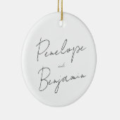 Moderne handschrift Black en White Wedding Keramisch Ornament (Rechts)