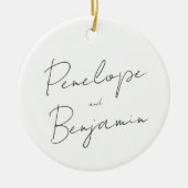 Moderne handschrift Black en White Wedding Keramisch Ornament (Voorkant)