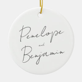 Moderne handschrift Black en White Wedding Keramisch Ornament