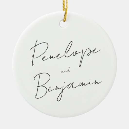 Moderne handschrift Black en White Wedding Keramisch Ornament (Voorkant)