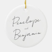 Moderne handschrift Black en White Wedding Keramisch Ornament (Achterkant)