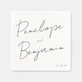 Moderne handschrift Black en White Wedding Servet