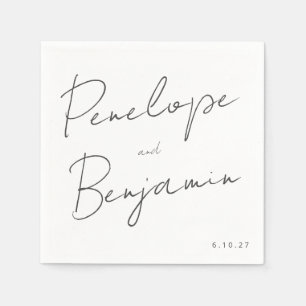 Moderne handschrift Black en White Wedding Servet