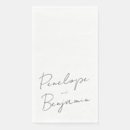 Moderne handschrift Black en White Wedding Servet