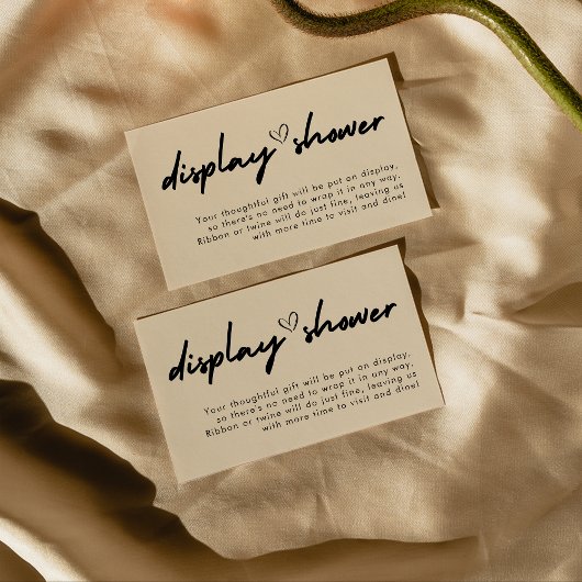 Moderne handschrift bruids display douche informatiekaartje