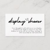 Moderne handschrift bruids display douche informatiekaartje (Voorkant)