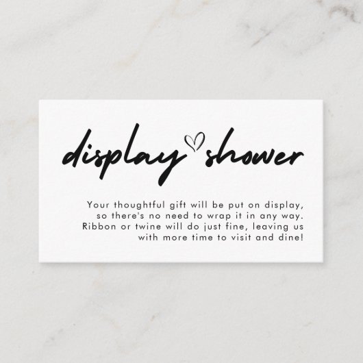Moderne handschrift bruids display douche informatiekaartje (Voorkant)