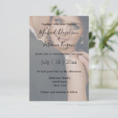 Moderne handschrift bruiloft vervaagd foto uitnodi (Staand voorkant)