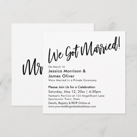 Moderne handschrift Minimalist We zijn getrouwd! Kaart (Voorkant / Achterkant)