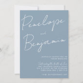 Moderne handschrift robuuste blauwe bruiloft kaart (Voorkant)