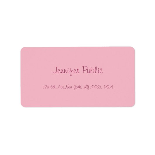 Moderne handschrift script elegante roze Sjabloon Etiket (Voorkant)