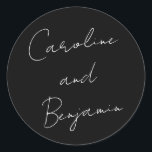 Moderne handschrift Wedding Boho Black Ronde Sticker<br><div class="desc">Moderne handschrift Wedding Boho Black Classic Round Sticker</div>