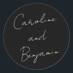 Moderne handschrift Wedding Boho Black Ronde Sticker<br><div class="desc">Moderne handschrift Wedding Boho Black Classic Round Sticker</div>