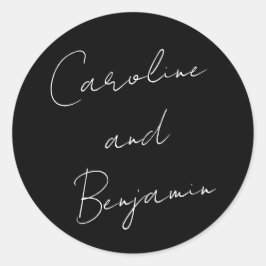 Moderne handschrift Wedding Boho Black Ronde Sticker