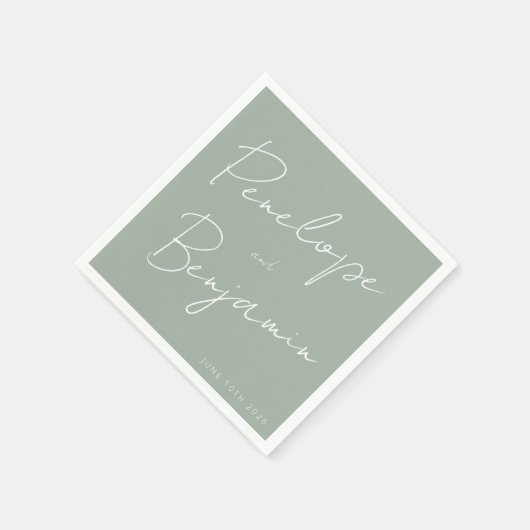 Moderne handschrift Wedding Boho Sage Servet (Hoek)