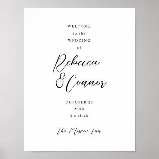 Moderne handschriftelende paren bruiloft welkom poster (Voorkant)