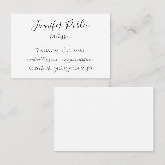 Moderne handschriftenscript: minimaal visitekaartje (Voorkant / Achterkant)