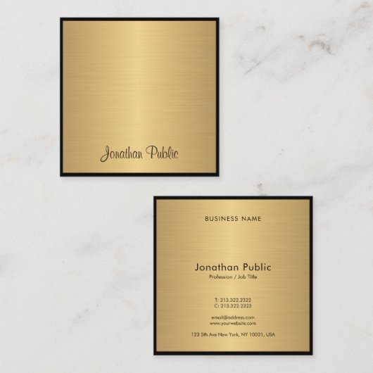 Moderne handschriftentekst Glamor Gold Chic Vierkante Visitekaartje (Voorkant / Achterkant)