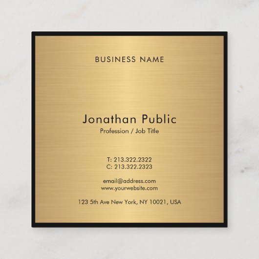 Moderne handschriftentekst Glamor Gold Chic Vierkante Visitekaartje (Achterkant)