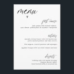 Moderne, handschrifthermisch hoorbaar menu Eenvoud<br><div class="desc">Dit moderne trouwmenu is leuk en casual. Het kenmerkt het handschrift manuscript met een hand getrokken hart. Ga in de ontwerpredacteur om dingen rond te bewegen en uw het uit elkaar plaatsen aan te passen. Bekijk meer sjablonen van dit leuke,  moderne bruiloft collectie hieronder.</div>