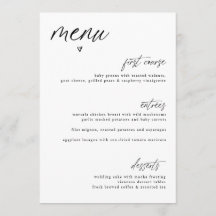Moderne, handschrifthermisch hoorbaar menu Eenvoud