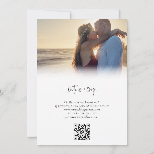 Moderne handscript foto bruiloft RSVP QR code Kaart (Achterkant)