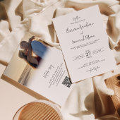 Moderne handscript foto bruiloft RSVP QR code Kaart