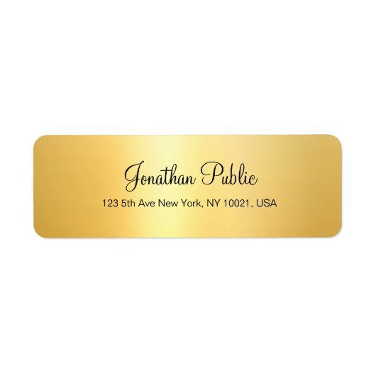 Moderne handscript kalligrafie Faux Gold Elegant Etiket (Voorkant)