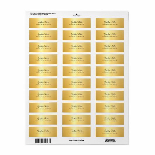 Moderne handscript kalligrafie Faux Gold Elegant Etiket (Full Sheet)