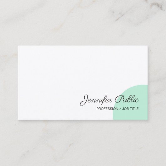 Moderne Handscriptnaam Mint Green White Visitekaartje (Voorkant)