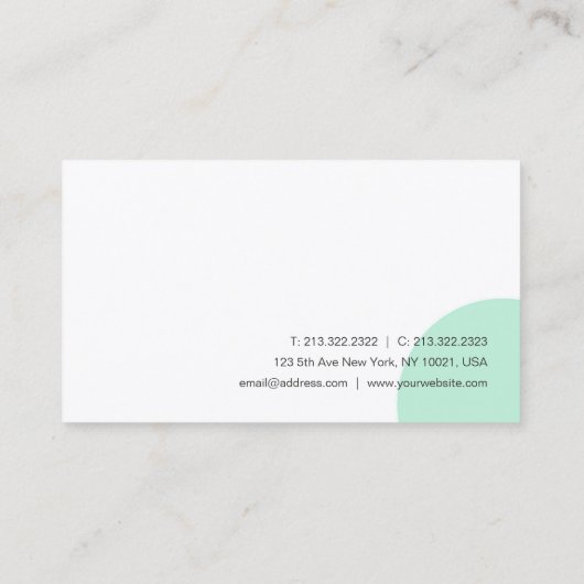 Moderne Handscriptnaam Mint Green White Visitekaartje (Achterkant)