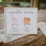 moderne handtekening drink bruiloft bord poster<br><div class="desc">deze handtekening drink het teken kenmerkt een verbluffend calligrafiedoopvont en een modern lettertype. Dit teken staat u toe om van populaire drinken te kiezen om dit teken volledig aan uw gebeurtenissen   behoeften te maken!</div>